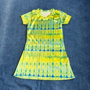 90s satin psychadelic print v neck tee